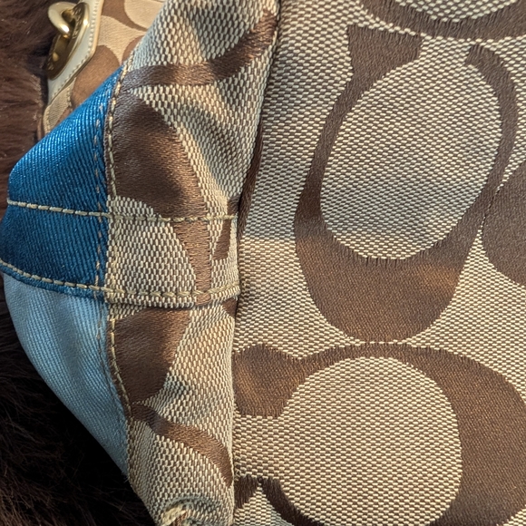 Vintage Coach Patchwork Signature Canvas Shoulder Bag with Multicolor Accent - Picture 4 of 8